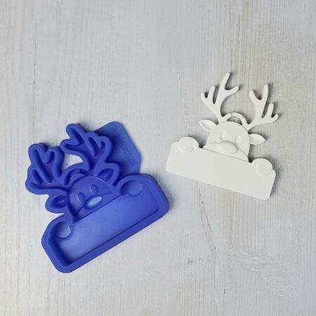Silikonform Anhänger RENTIER mit Schild DIY Gussform