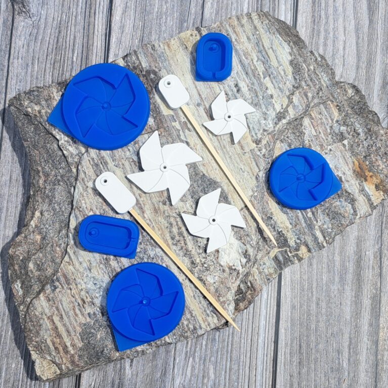 Silikonform Blumenstecker Windrad beweglich in drei Größen DIY Gussform