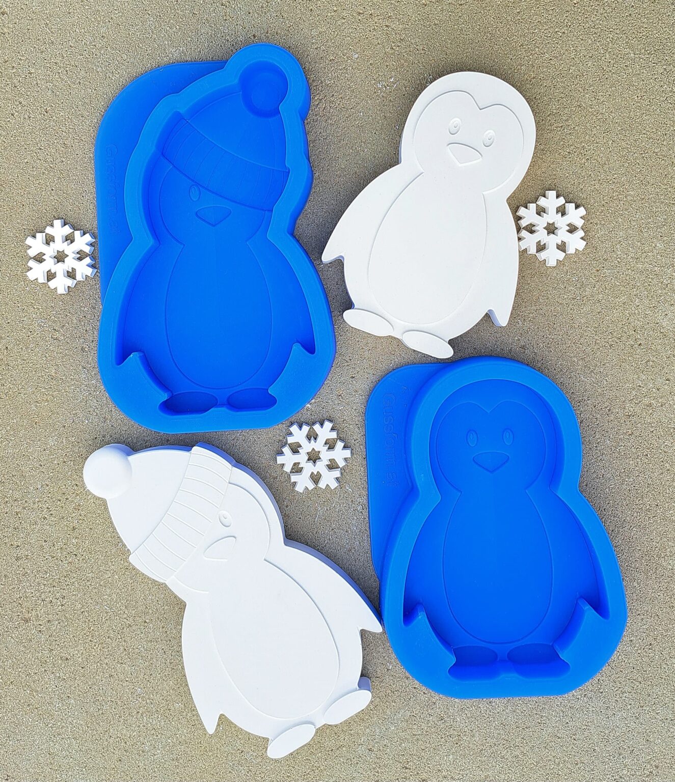 Silikonform PINGUIN Pitti und Platsch GROSS in zwei Varianten Giessform DIY 1 Silikonform von Pinguin von gussform.at